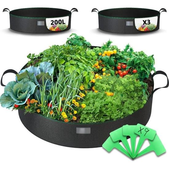 Lot De 5 Sacs De Culture PIGADA 12L - Tissu Non Tissé 300g, Avec Poignées, Pour Tomates, Pommes De Terre, Fraises - 2