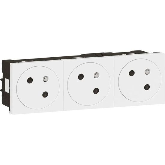 LEGRAND Dreifach-Steckdose Mosaic Surface Link 45° - Vorverdrahtet, Mit Erde, Weiß - Made In France