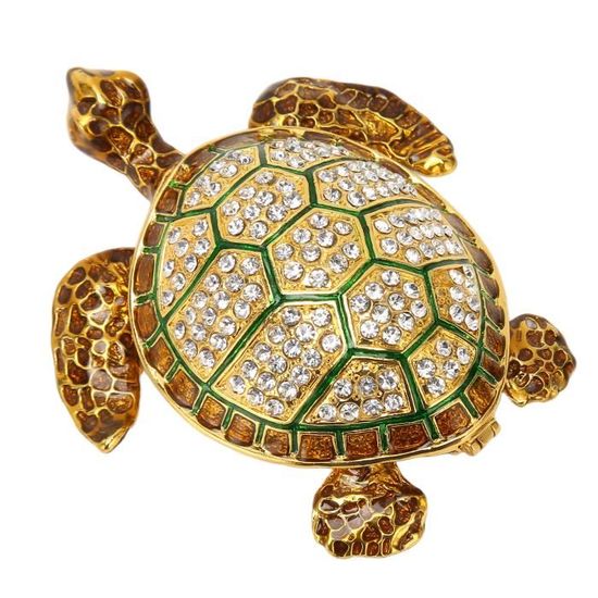 Ancien Pin's Broche Tortue - Plaqué Or Et Strass, Vintage, Occasion