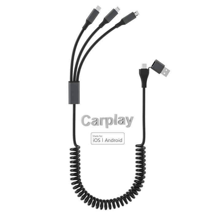 Cavo Ricaricabile A Spirale Per IPhone – USB A 8 Pin, Retrattile, Supporta CarPlay E Sincronia Dati - Foto 4