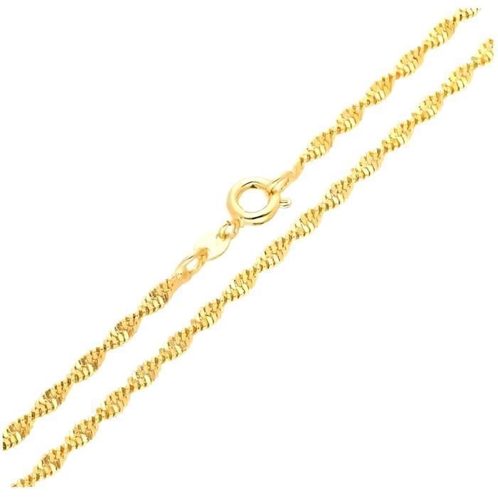 Chaîne de Cou maille Torsadée Ciselée 60 cm Or Jaune 750 Laminé*