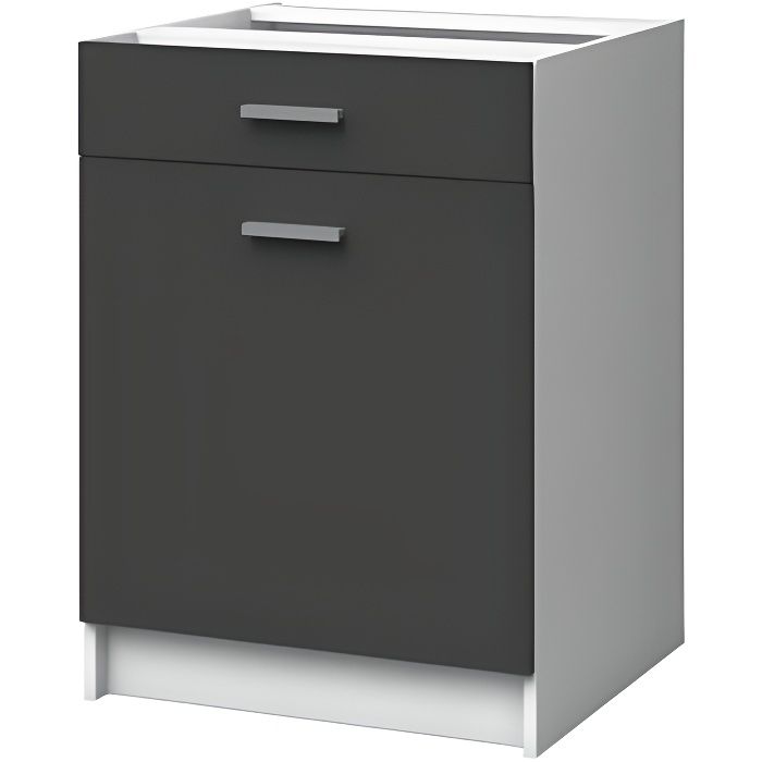 EXTRA - Meuble bas de cuisine 60cm 1 Tiroir - Gris Mat