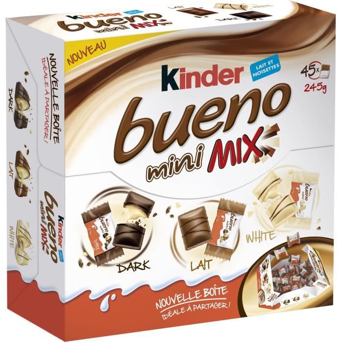 KINDER BUENO Mini Mix chocolatées T45, au lait et noisettes - 245 g