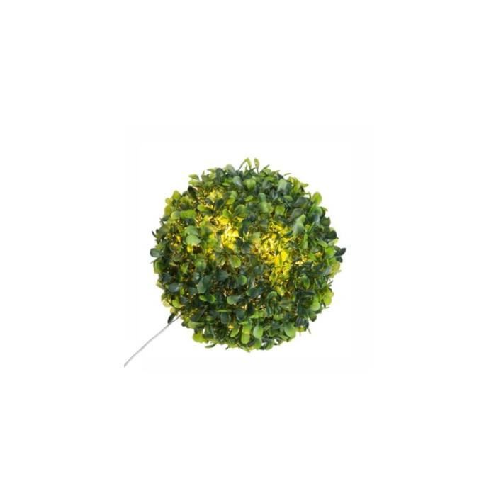 Boule de buis 10 LED - 18 cm - Polypropylène - Vert