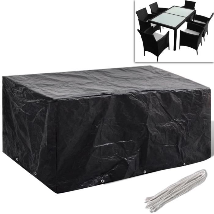HOP Housse de salon de jardin Résine tressée 10œillets 240 x 140 x 90 cm Housses pour meubles d'extérieur en Aluminium