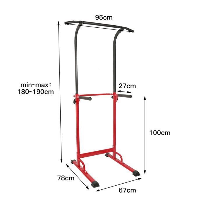 BUL Barre de Traction Ajustable Multifonctions, Entraîneur de barres parallèles horizontales, Hauteur Réglable - Fitness