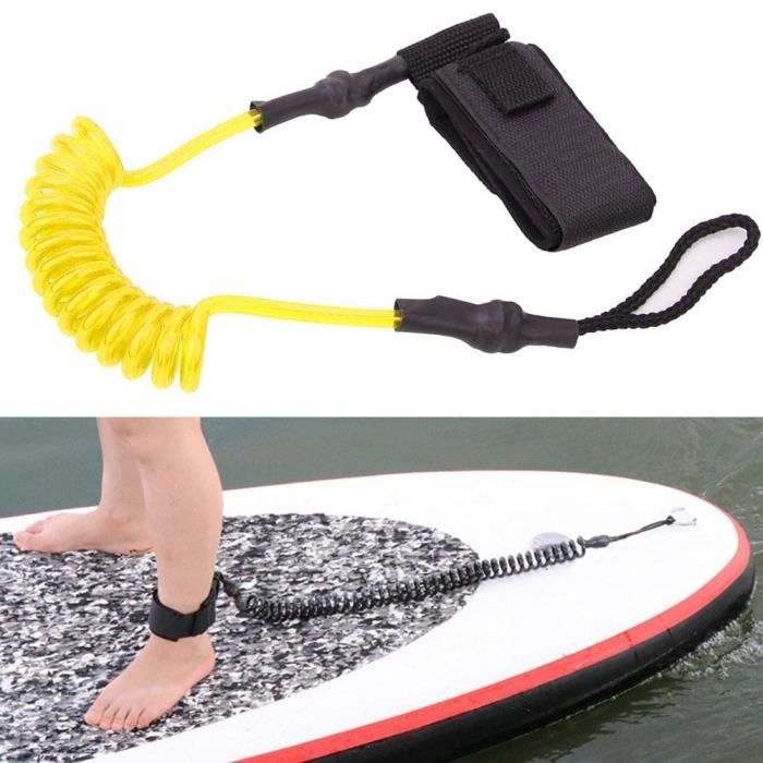 Durable TPU élastique pied corde laisse extensible pour planche de surf planche de paddle (jaune blanc) -JIA