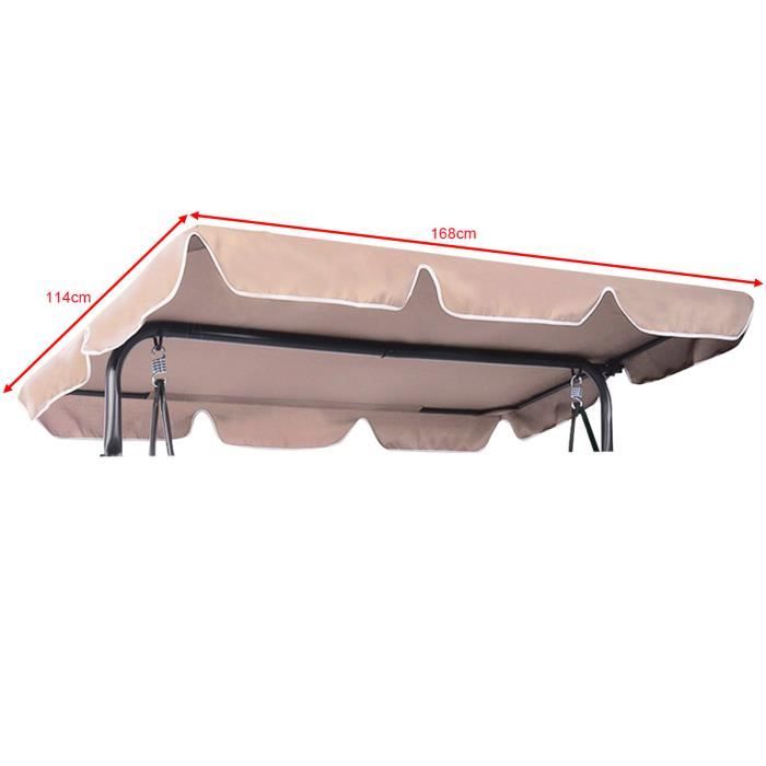 GOPLUS Toit pour Balancelle Toit pour Balançoire Imperméable avec Largeur de Bord 12cm Beige 168 x 114cm