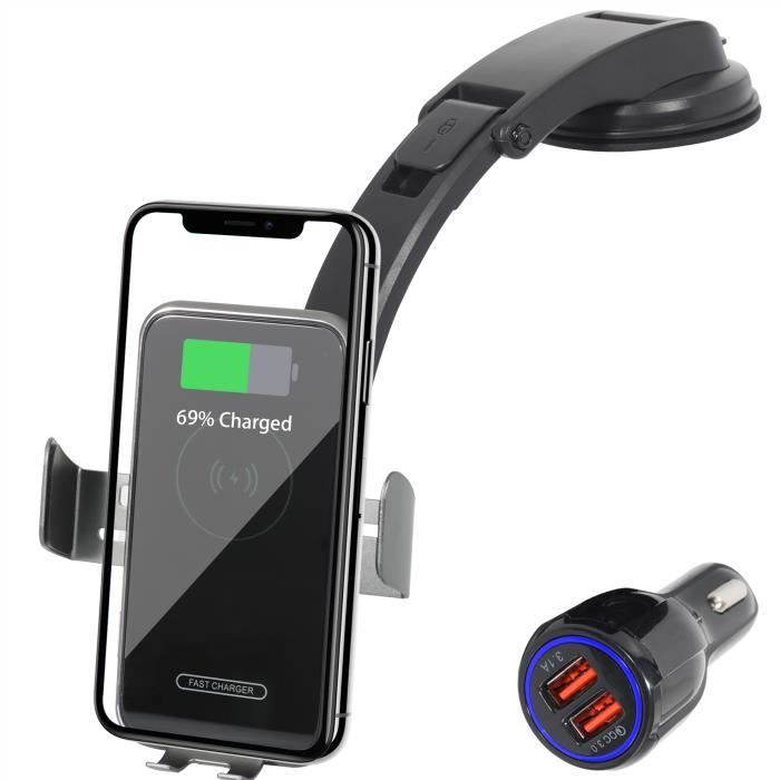 Chargeur Sans Fil Voiture Rapide Qi Support Téléphone Air Vent Mount Rotation 360° Voiture Chargeur Induction pour iPhone