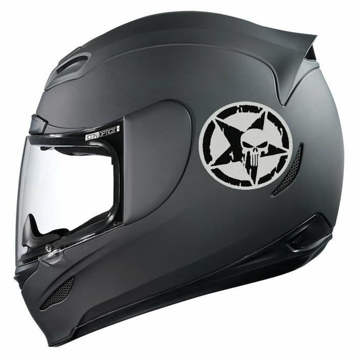 STICKER AUTOCOLLANT REFLECHISSANT PUNISHER ETOILE CASQUE MOTO SCOOTER QUAD