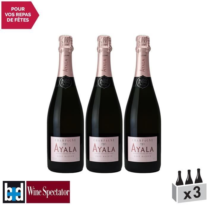 Champagne Rosé Majeur Rosé - Lot de 3x75cl - Maison Ayala - 16-20 Bettane Desseauve - Cépages Chardonnay, Pinot Noir, Pinot Meunier