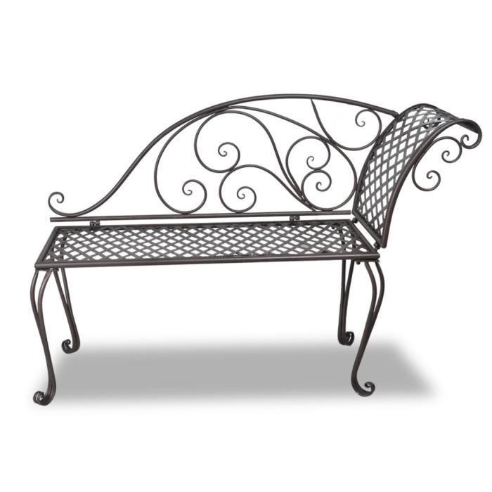 Bancs d'exterieur Chaise longue en metal brun a motif de volute