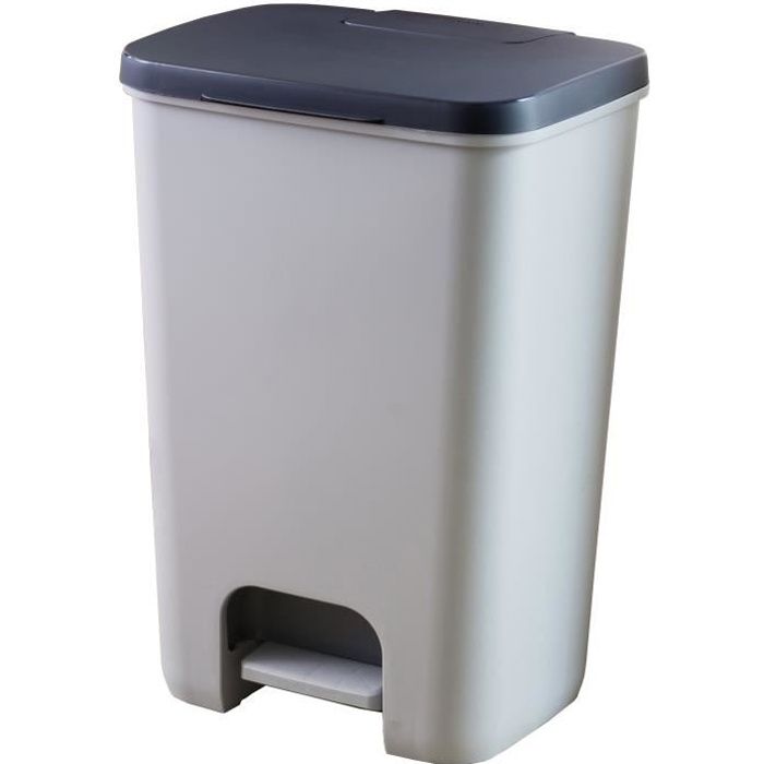 CURVER Essentials Poubelle À Pédale 40 L - Plastique - Gris-Anthracite 37 5890