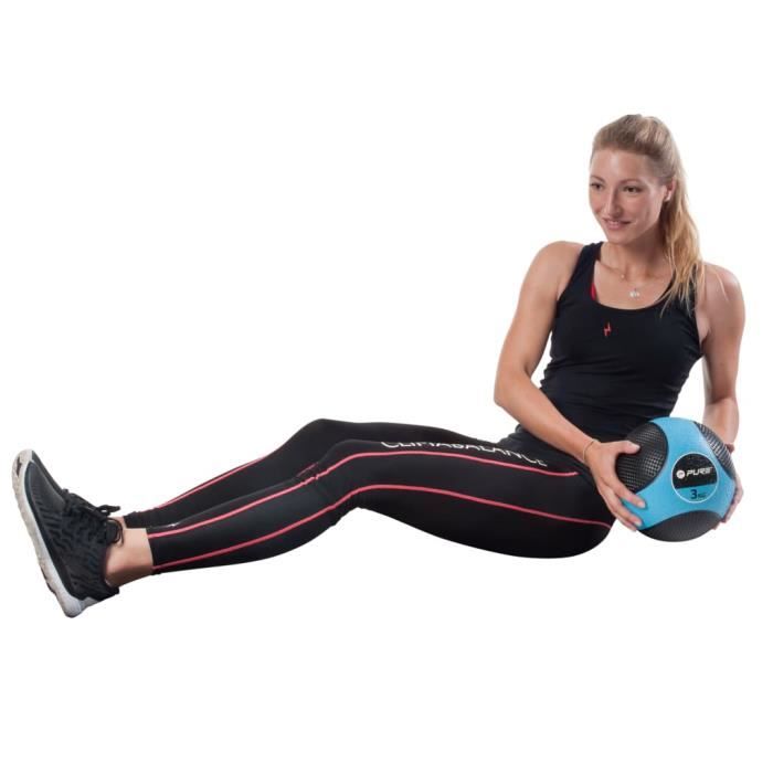 Pure2Improve Balle de médecine - Ballon médicinal - MEDECINE BALL - BALLON DE MUSCULATION - 3 kg Bleu