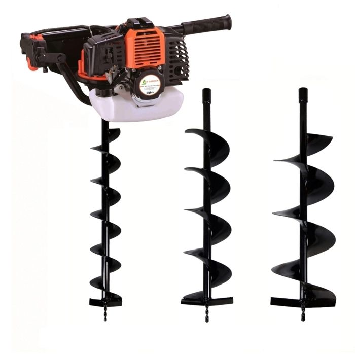 Tarière thermique 52 cm3 + mèches 100, 150, 200 mm