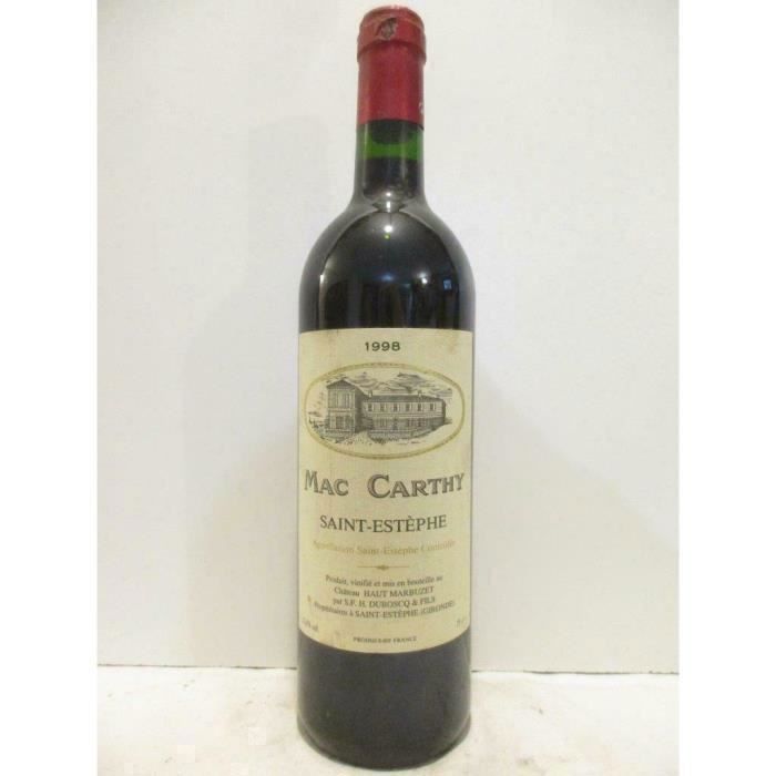 saint-estèphe château mac carthy vinifié par haut-marbuzet rouge 1998 - bordeaux