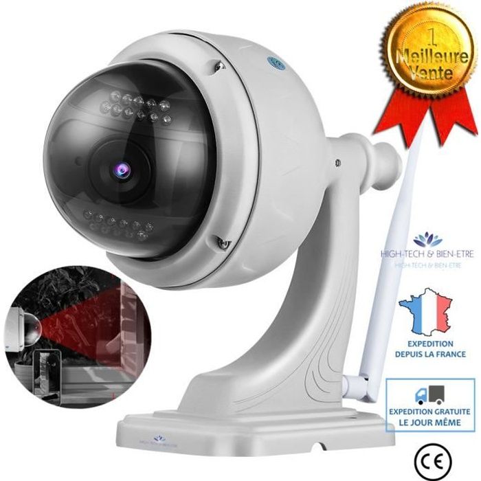 Caméra dôme motorisé extérieur IP, WIFI, HD 720P avec application mobile - Sécurité Mania