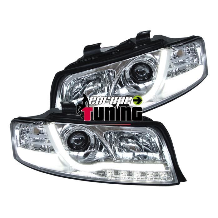 phares design, set AUDI A4, 00-04 cristal/chrome SET COMPLET pour: Audi A4 Lim/Avant(8E) 00-04