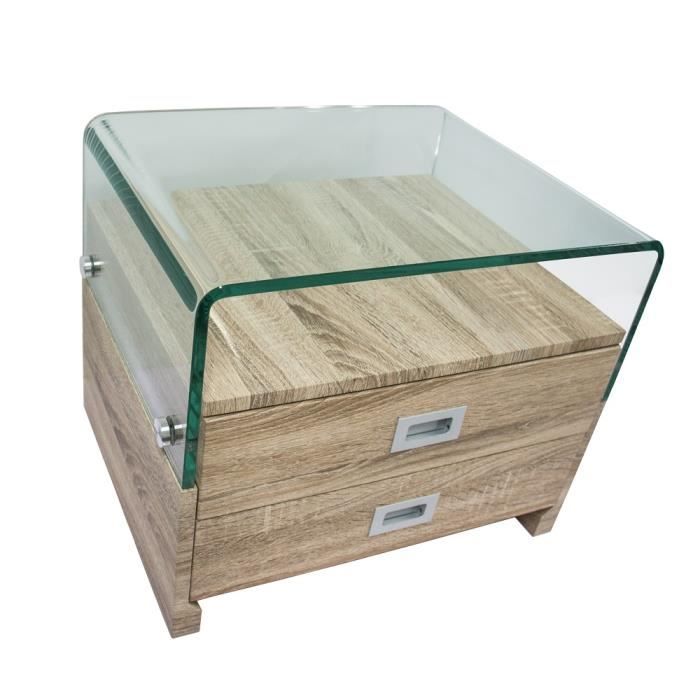 Table de chevet design WOOD CLEAR avec 2 tiroirs (S 17)