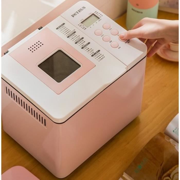 Machine à pain automatique domestique 220V, petit mélangeur de pâte multifonction intelligent pour petit déjeuner -Rose