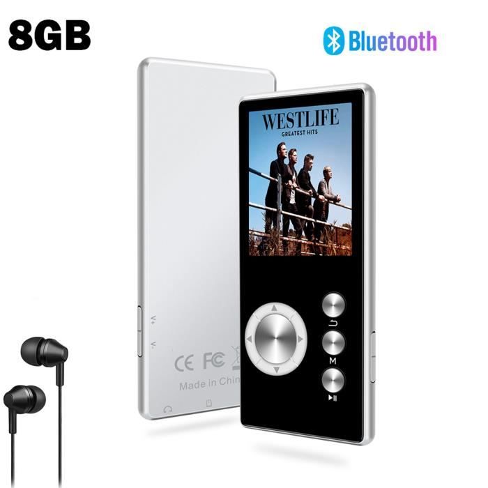 SOTEFE® 8Go Lecteur MP3 Bluetooth Portable Métal Lecteur MP3 Radio FM Vidéo Hi-Fi Musique Super Son Enregistr Support Micro SD Carte