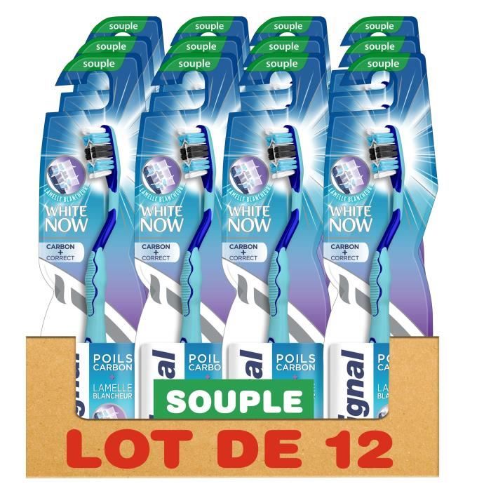 SIGNAL Lot de 12 Brosses à dents White Now Manuelle Souple Poils