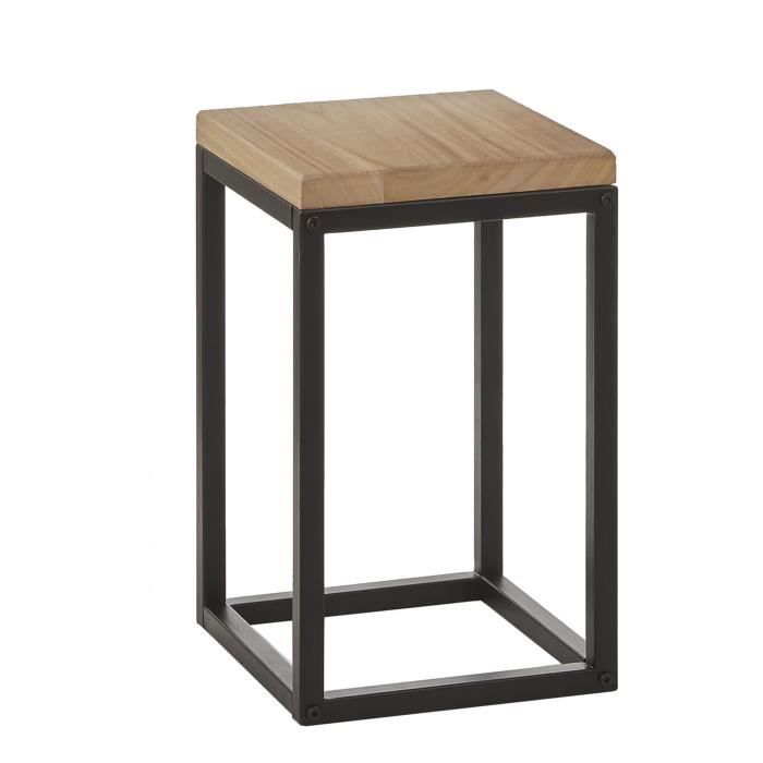 Mica Decorations Oskar Table d'appoint - L25 x B25 x H42 cm - Bois/Métal - Noir