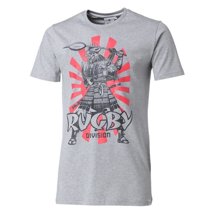 RUGBY DIVISION T-shirt col rond Samouraï - Homme - Gris Chiné