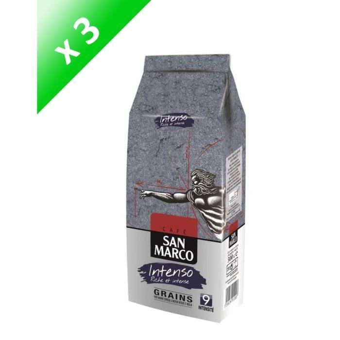 SAN MARCO Lot de 3 Cafés Intenso Grain - 500 g