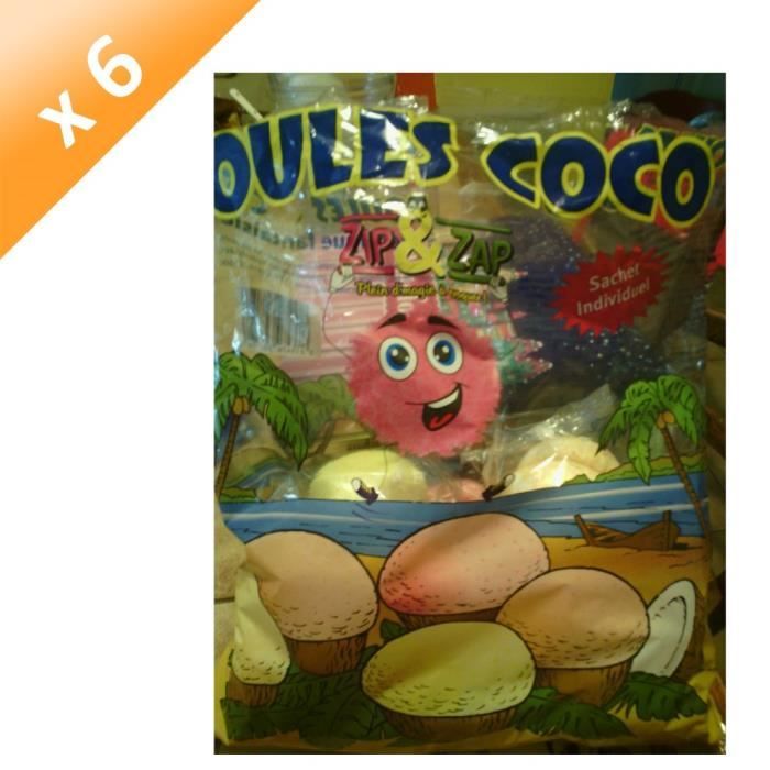 ZIP ET ZAP Lot de 6 Boules coco - 180 g