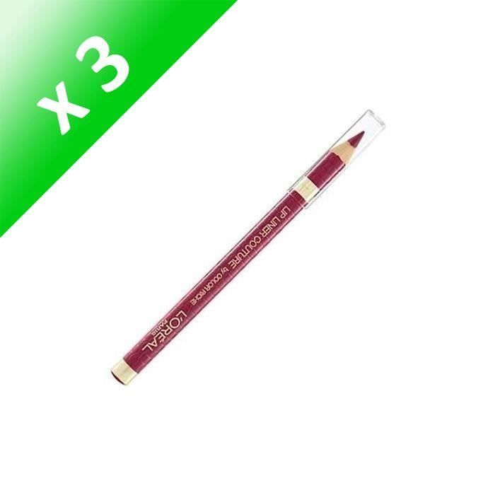 L'OREAL PARIS Crayon à lèvres Lip Liner Berry Blush (Lot de 3)