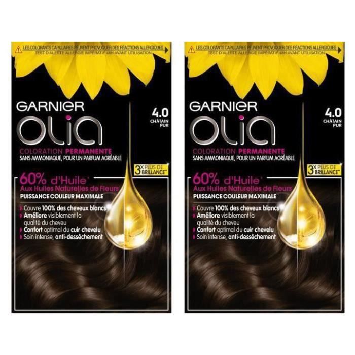 GARNIER Coloration Olia - Châtain pur N° 4.0 (Lot de 2)