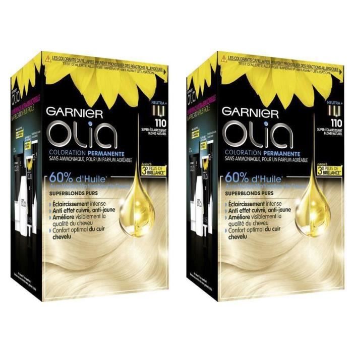 GARNIER Coloration Olia superblonds 110 super Coloration éclaircissant blond naturel (Lot de 2)