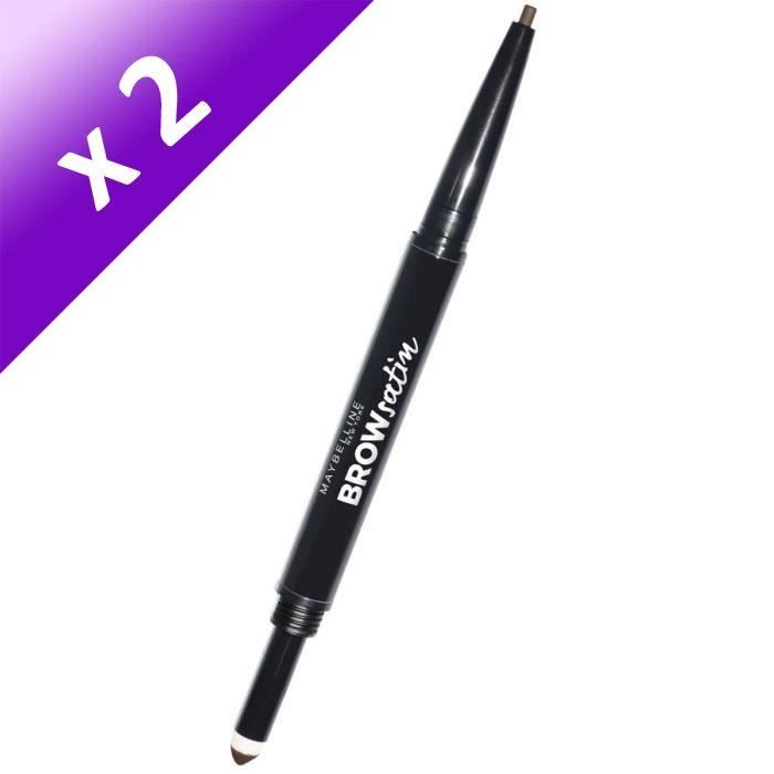 MAYBELLINE Crayon à sourcils Duo Brow Satin - Medium Brown (Lot de 2)