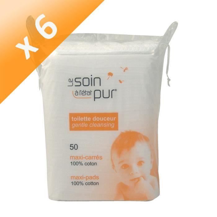 Lot de 6 - LE SOIN A L'ETAT PUR 50 Maxi - Carrés bébé