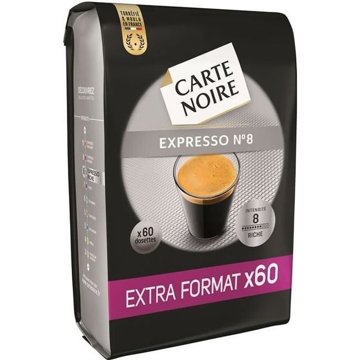 LOT DE 2 - CARTE NOIRE : Expresso n°8 60 dosettes Cafés Compatible Senseo