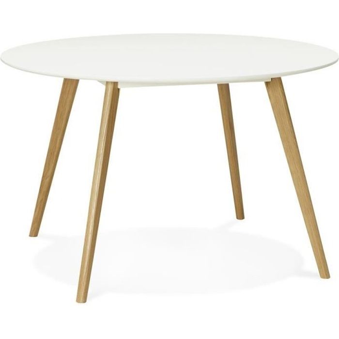 Table de cuisine ronde 'AMY' blanche style scandinave - Ø 120 cm