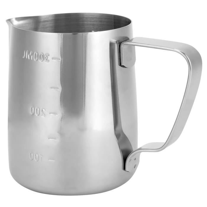 Pichet à Mousse de Lait Tasse à Café Latte en Acier Inoxydable Épaisse Cruche d'Art avec Échelle Double Face(350 ml )