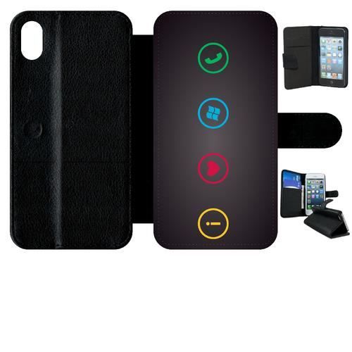 Etui a rabat - Simili-Cuir - Noir Apple iPhone XR REBUS I LOVE WINDOWS AND PHONE