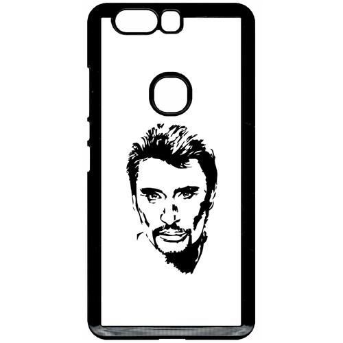 Coque pour smartphone - Plastique - Noir Huawei Honor V8 DESSIN JOHNNY HALLYDAY NOIR ET BLANC