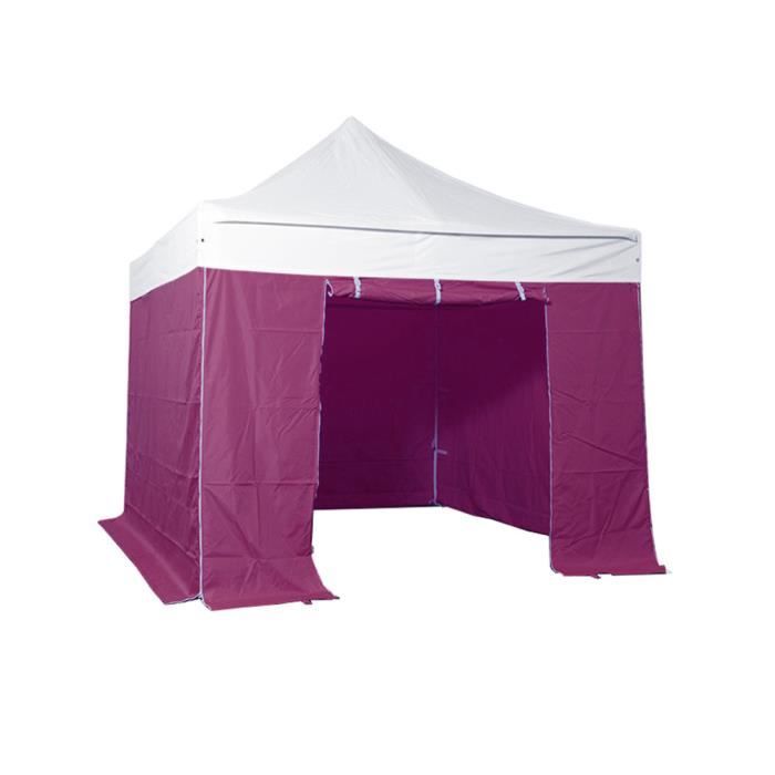Tente pliante Barnum Tonnelle 3x3m polyester 300g/m² pelliculé PVC tube acier 32mm Montage minute avec 4 bâches latérales