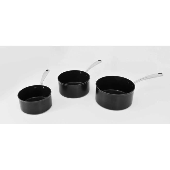 KARIS Lot de 3 Casseroles D. 1.10 Aubecq - Alu forgé - 16-18-20