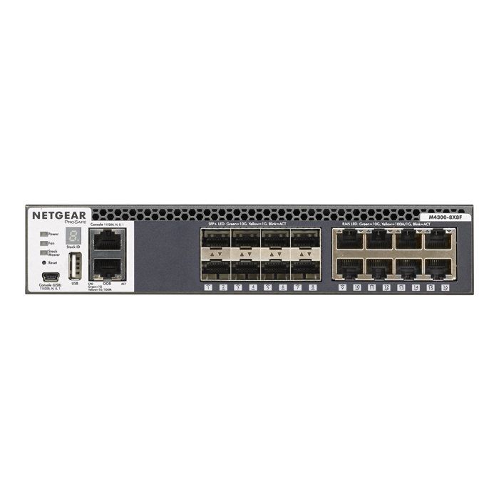 NETGEAR Switch manageable ProSAFE M4300-8X8F - Stackable avec 16x10G incluant 8x10GBASE-T et 8xSFP+Niveau 3 1 alimentation