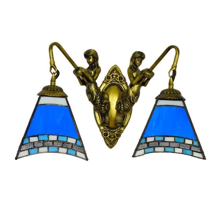 Lampe de Mural Applique en Verre Style Tiffany Classique Luminaire Chevet Baroque Méditerranéen Miroir Couloirs Porche Balcon
