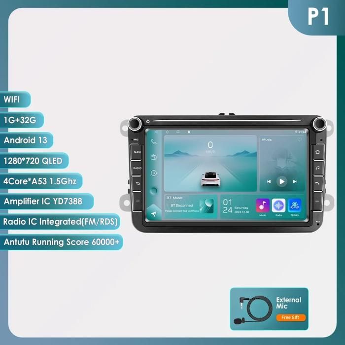 1G+16G Autoradio 2din pour VW POLO GOLF 5 6 Plus PASSAT B6 CC JETTA TIGUAN TOURAN EOS SHARAN SCIROCCO CADDY 1080p Bluetooth