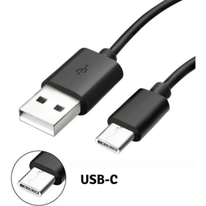 [Compatible Samsung Galaxy NOTE 8 - NOTE 9] Cable Type USB-C Chargeur Noir Port Micro USB 1 Metre [Phonillico®]