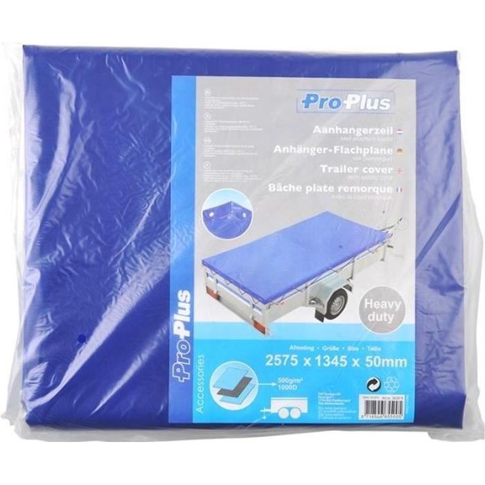 ProPlus voile de remorque 257.5 x 134.5 x 5 cm bleu 500gr/m²
