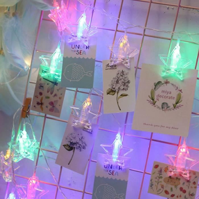 Guirlande Lumineuse Clip Photo Clip Étoile Pentagonal Clip Créatif 3 Mètres 20 Lumières Changement de couleur