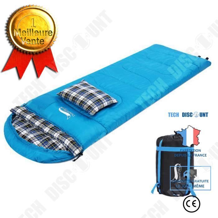 TD® Sac de couchage / Etui à combinaison simple étanche Camping Randonnée / Enveloppe extérieure Bleu avec Oreiller / Résistant