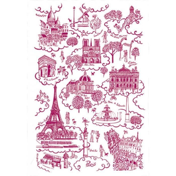 TORCHON PARIS TOILE DE JOUY ROUGE Torchons & Bouchons